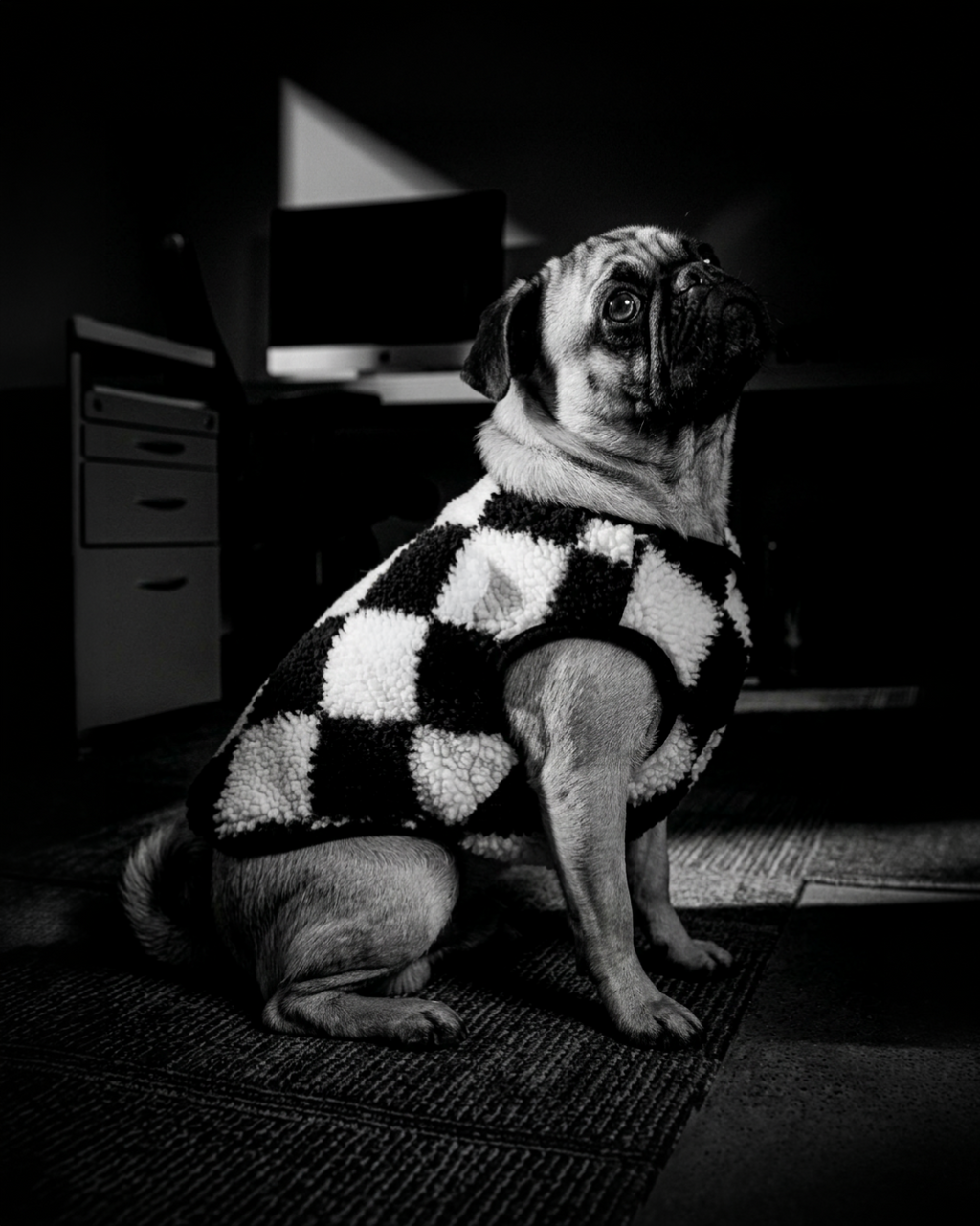 Cute dog wearing a vest